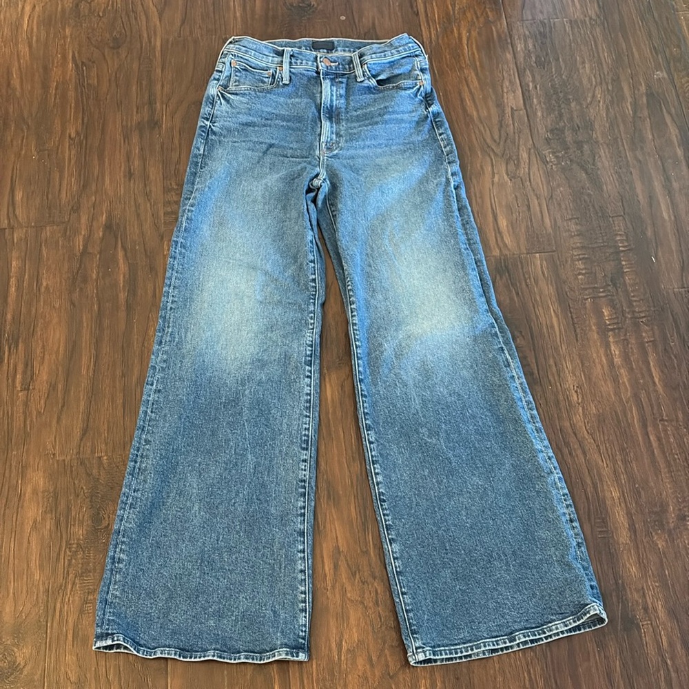 Mother The Ditcher Roller Zip Sneak Jean in Arigato Mr. Roboto Wash